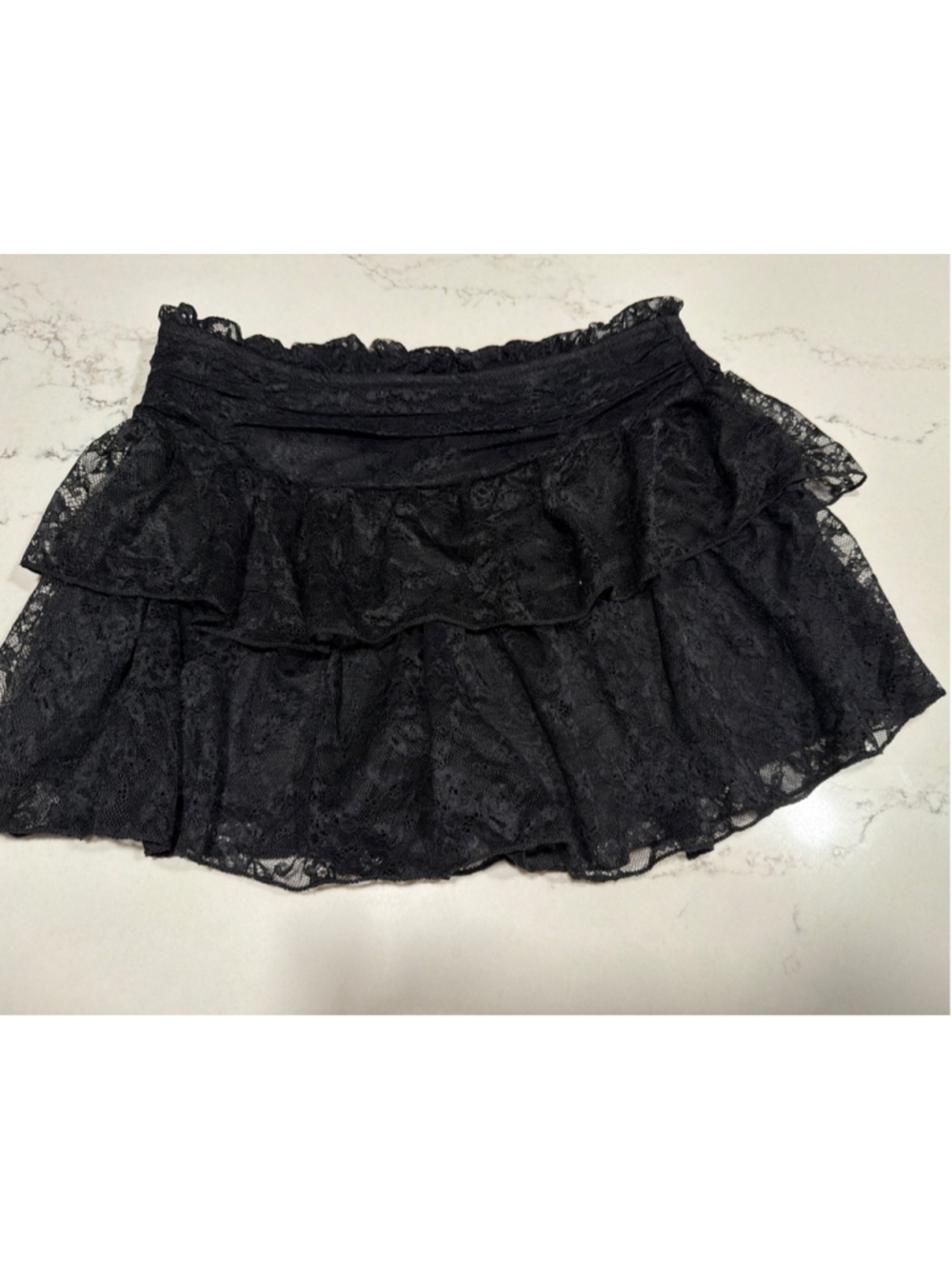 NEW Milumia Y2K Lace Layered Mini Skirt Shorts Ruched Mesh Ruffle S